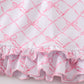 Premium Pink bow tie print ruffle pajamas dress