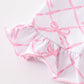 Premium Pink bow tie print ruffle pajamas dress