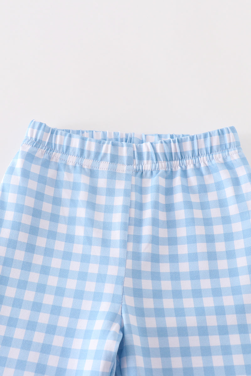 Blue plaid boy pants set