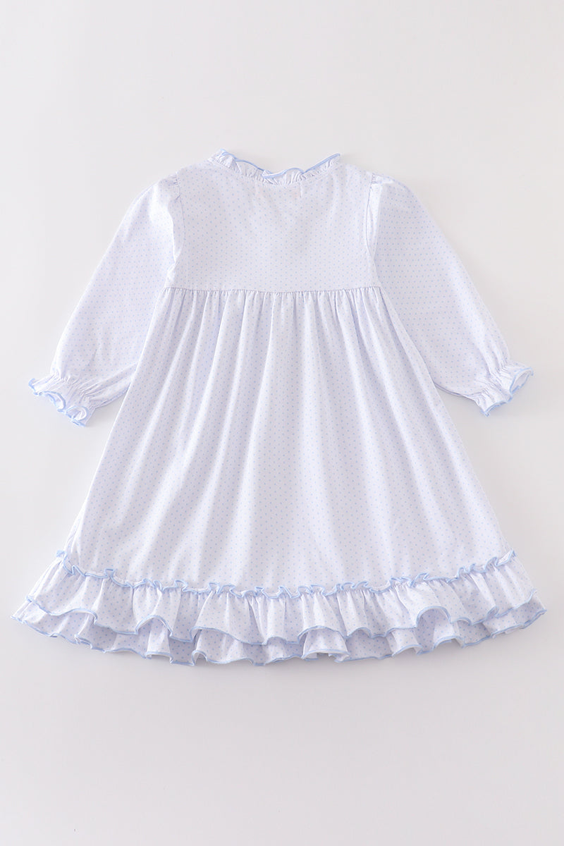 Blue dot ruffle dress