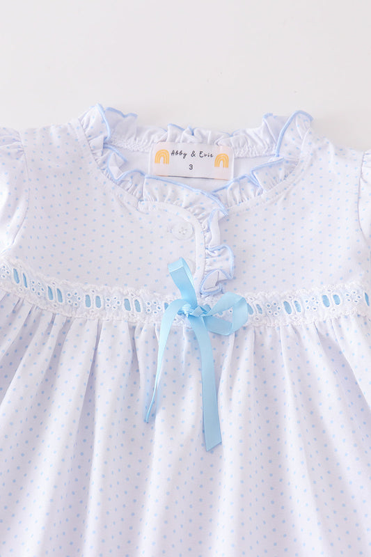 White bow ruffle girl set