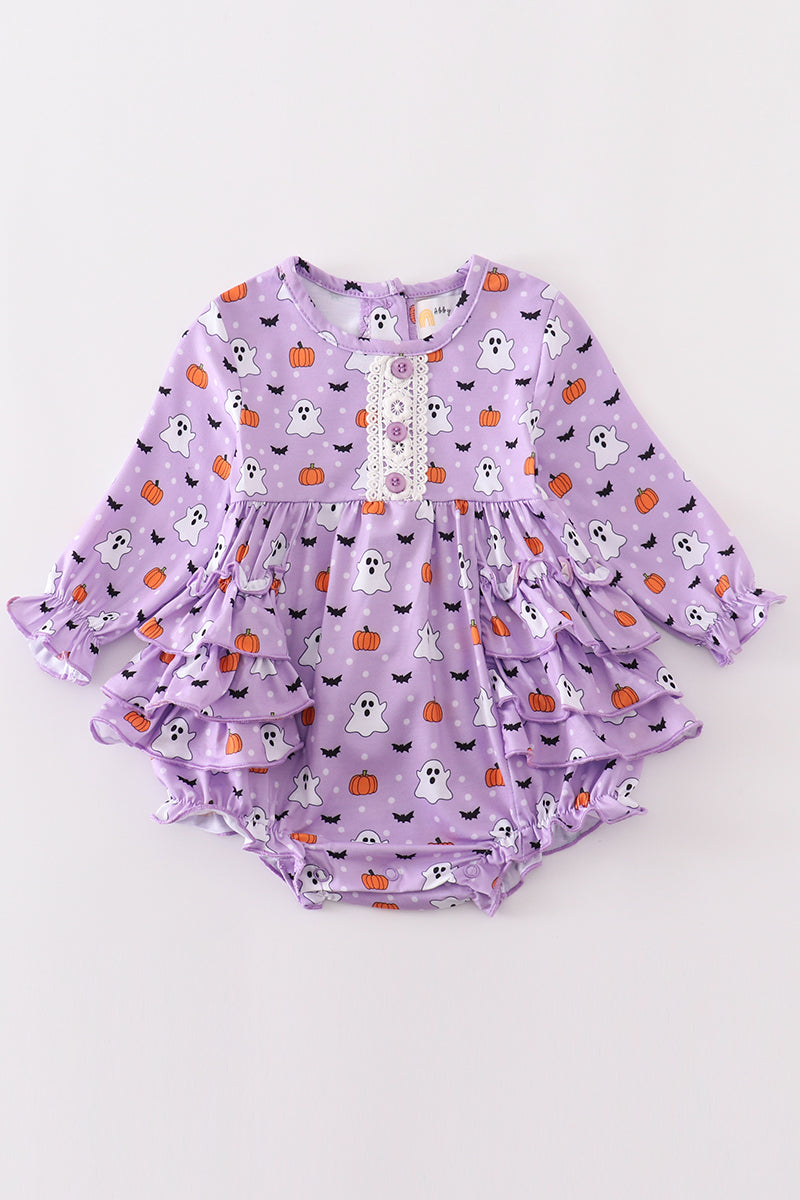 Purple halloween print girl bubble