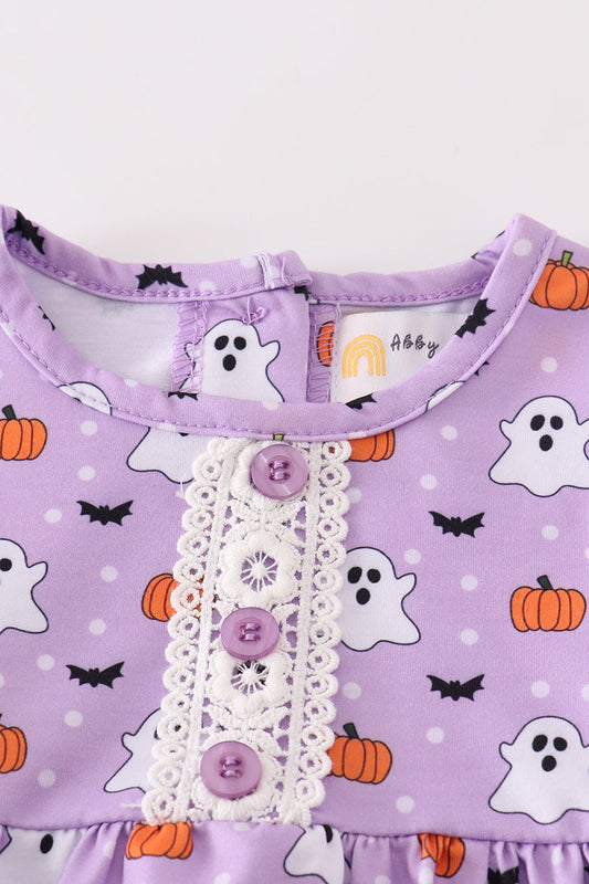 Purple halloween print girl bubble