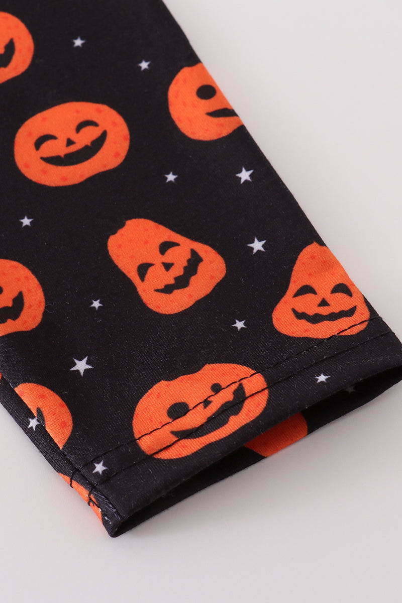 Orange halloween pumpkin button down shirt