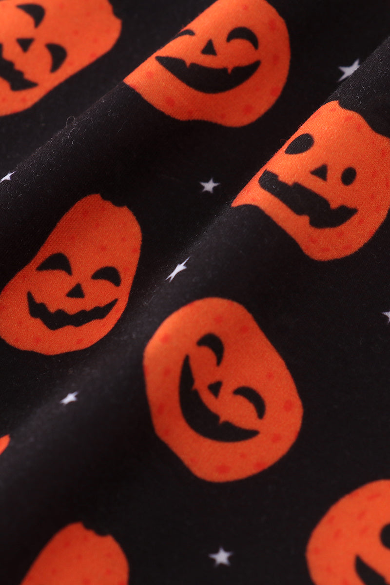 Orange halloween pumpkin button down shirt