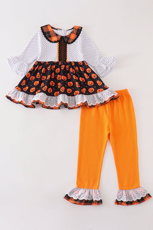 Orange halloween pumpkin girl set