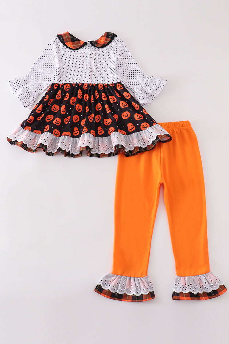 Orange halloween pumpkin girl set