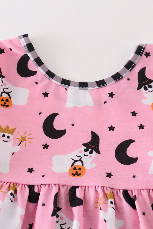 Pink halloween ghost girl romper