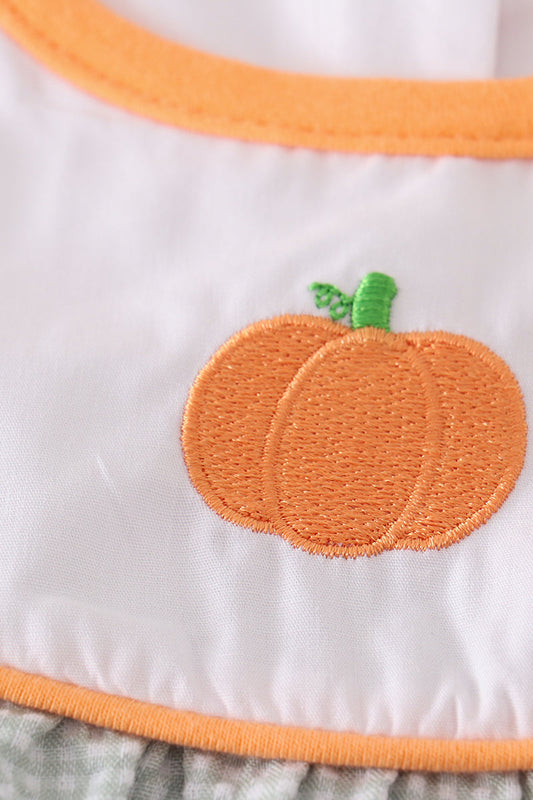 Green pumpkin embroidery girl set