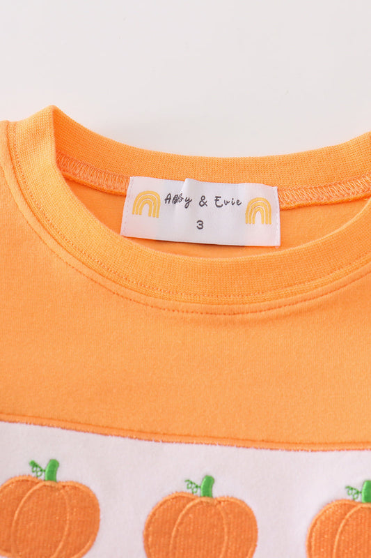 Orange pumpkin embroidery top