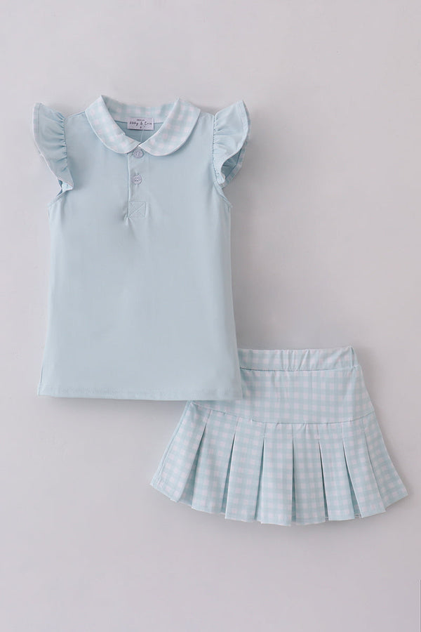 Blue active ruffle skorts set
