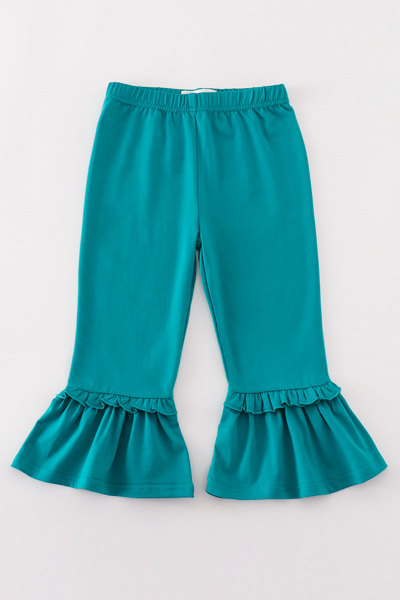 Green ruffle pants