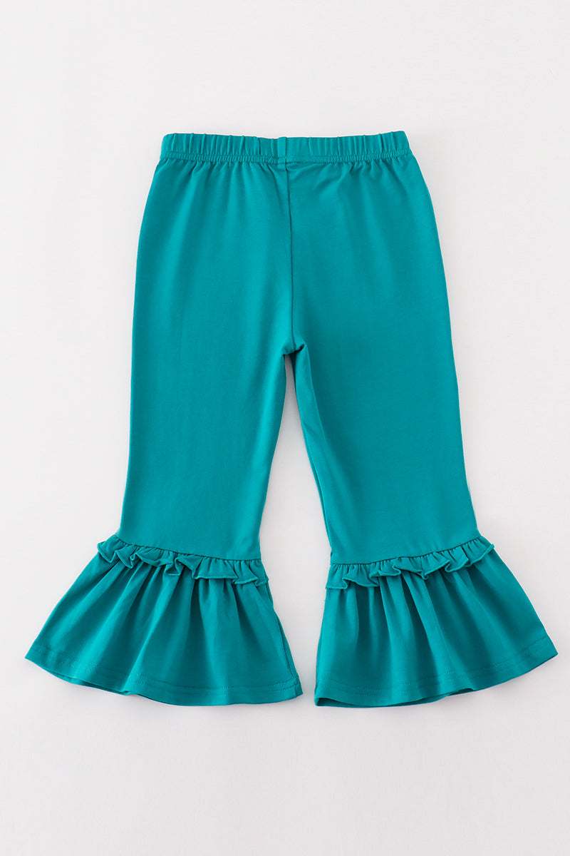 Green ruffle pants