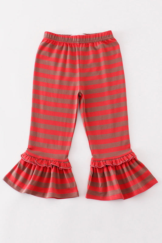 Red stripe ruffle pants