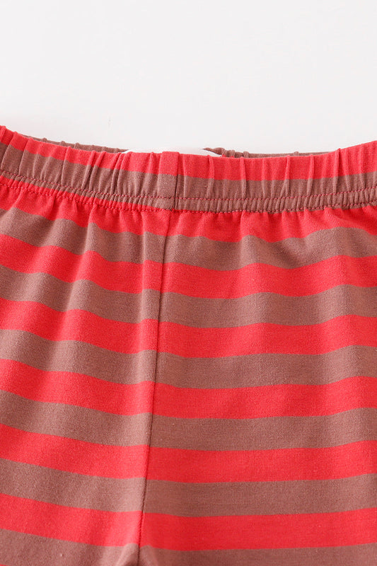 Red stripe ruffle pants