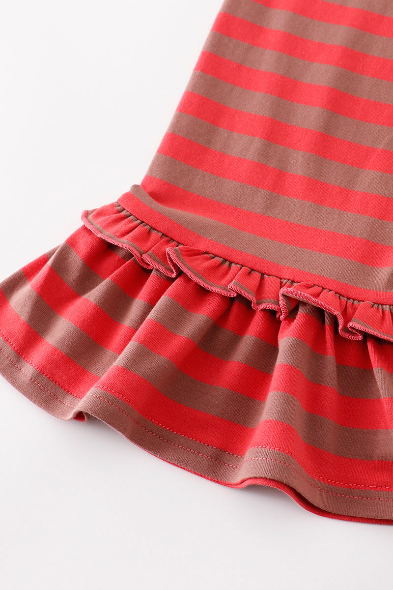 Red stripe ruffle pants