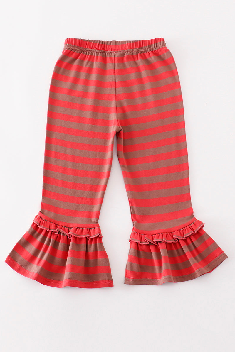 Red stripe ruffle pants