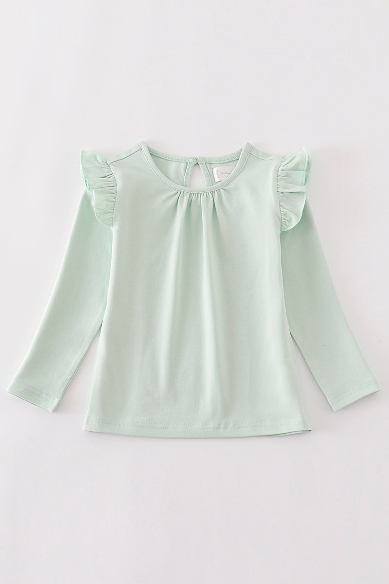 Green ruffle girl top