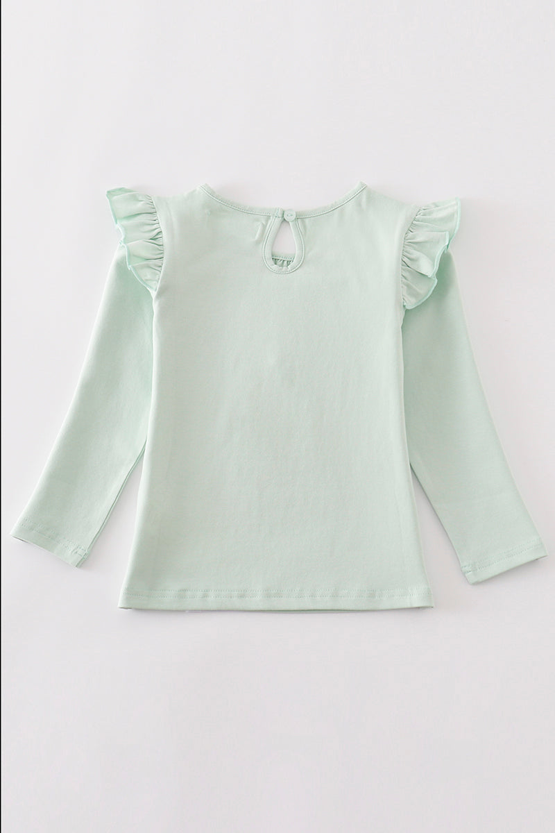 Green ruffle girl top