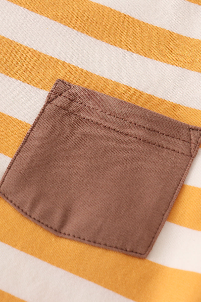 Platinum brown stripe pocket boy top