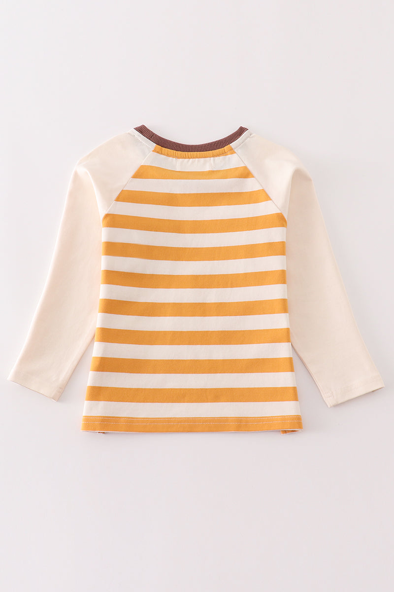 Platinum brown stripe pocket boy top