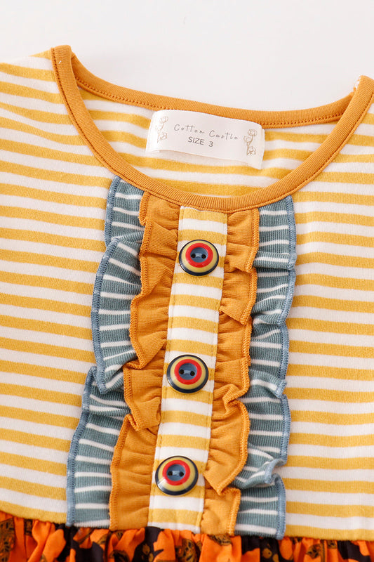 Yellow halloween print stripe dress