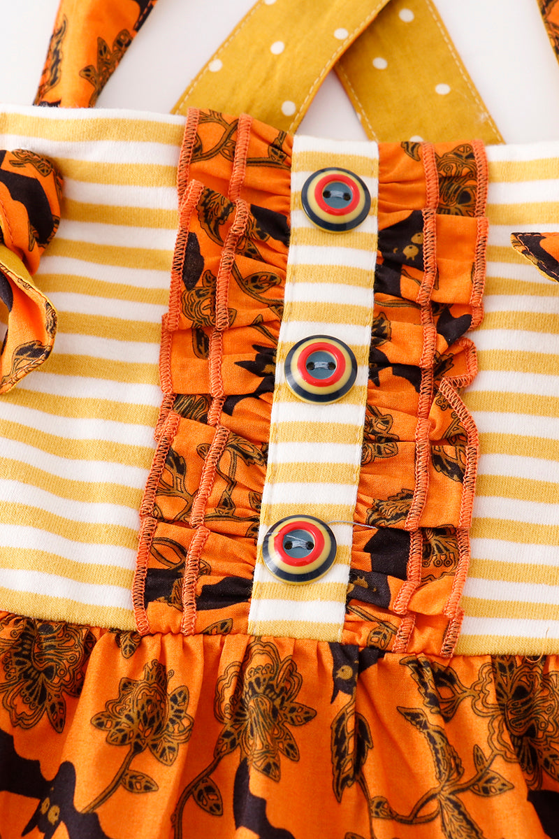 Yellow halloween print apron dress