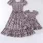 Leopard smocked girl dress mommy&me