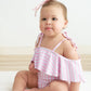 Pink stripe strap girl swimsuit one piece UPF50+