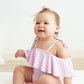 Pink stripe strap girl swimsuit one piece UPF50+