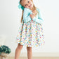 Platinum mint floral print girl dress