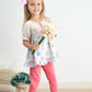 Platinum balloon print floral ruffle girl set