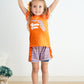 Orange florida french knot ruffle girl set