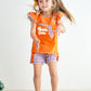 Orange florida french knot ruffle girl set