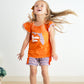 Orange florida french knot ruffle girl set