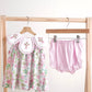 Pink easter cross emrboidery floral girl set