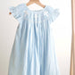 Blue easter cross hand-smocked girl dress