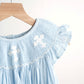 Blue easter cross hand-smocked girl dress