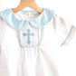 Blue easter cross hand-smocked boy bubble