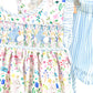 Floral easter bunny hand-smocked girl set