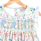 Floral easter bunny hand-smocked girl set