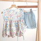 Floral easter bunny hand-smocked girl set