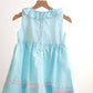 Blue easter bunny egg french knot girl gingham seersucker dress