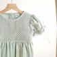 Sage hand-smocked lace girl dress