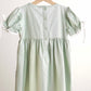 Sage hand-smocked lace girl dress