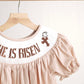 Khaki he is risen hand-smocked girl dress