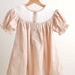 Khaki he is risen hand-smocked girl dress