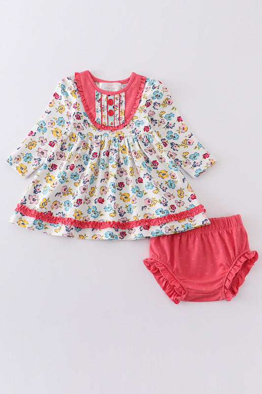 Platinum floral print baby girl set