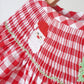 Red christmas santa tree reindeer hand smocked gingham dress