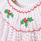 Pink christmas bishop hand smocked dot dress